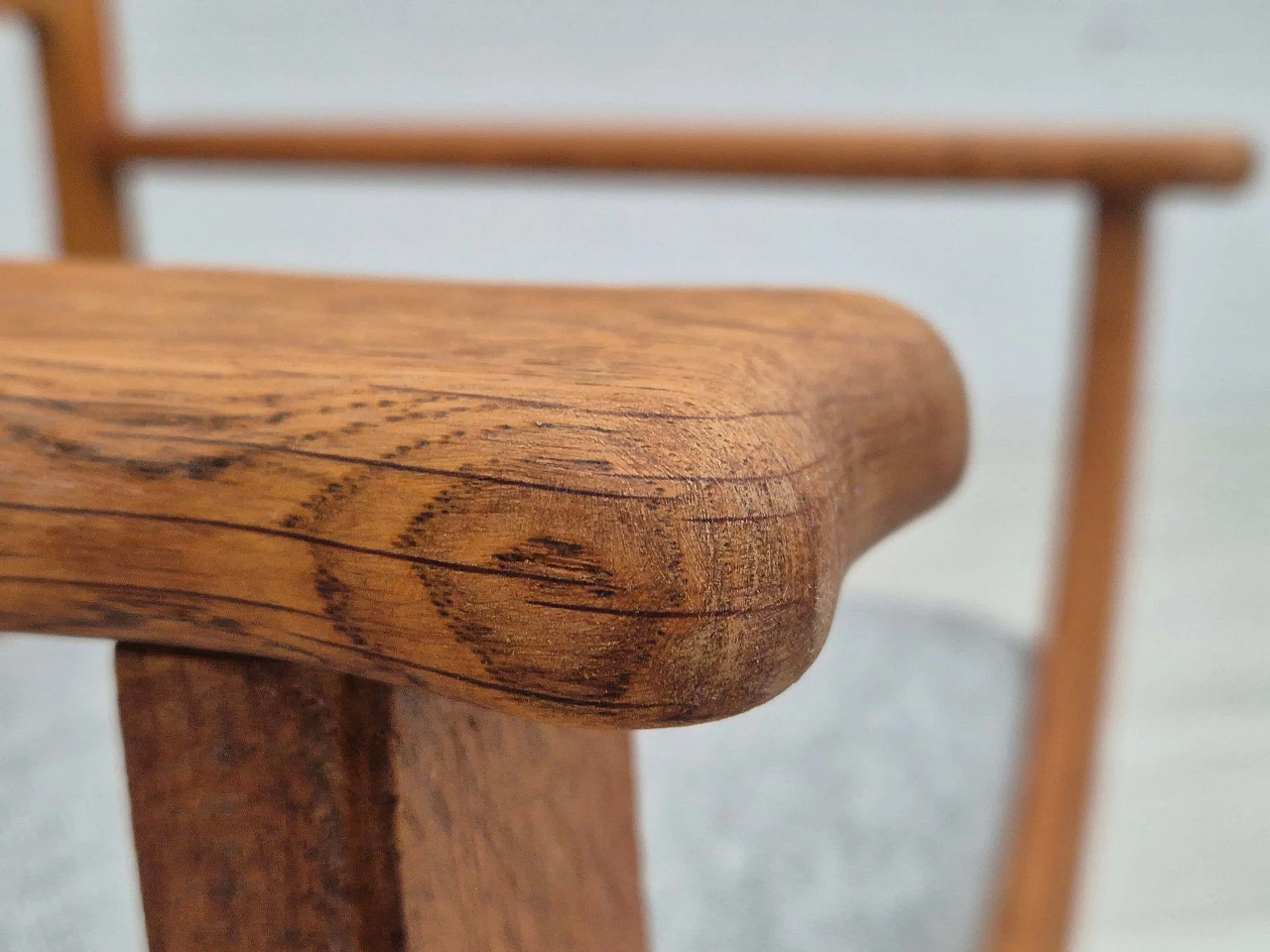 Poltrona danese in legno massello di rovere e lana per mobili Kvadrat, anni '60 5