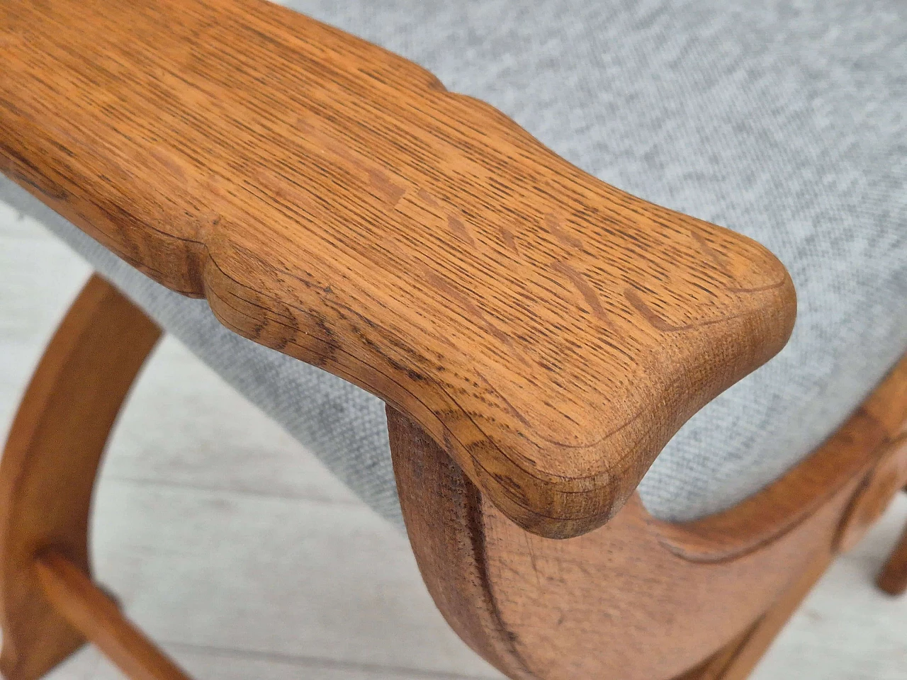 Poltrona danese in legno massello di rovere e lana per mobili Kvadrat, anni '60 6