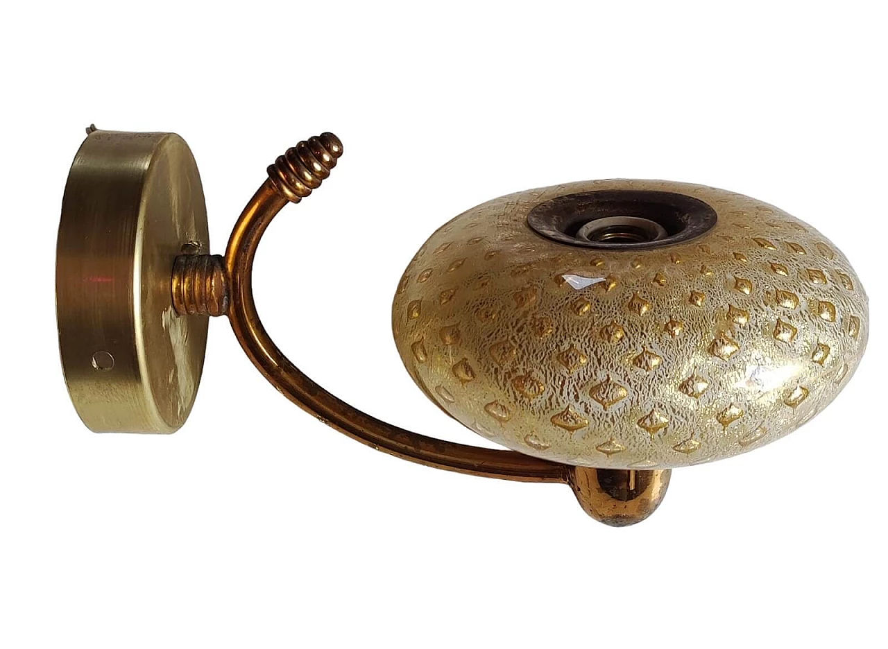 Brass-plated metal and Murano glass wall sconce, 1950s 28