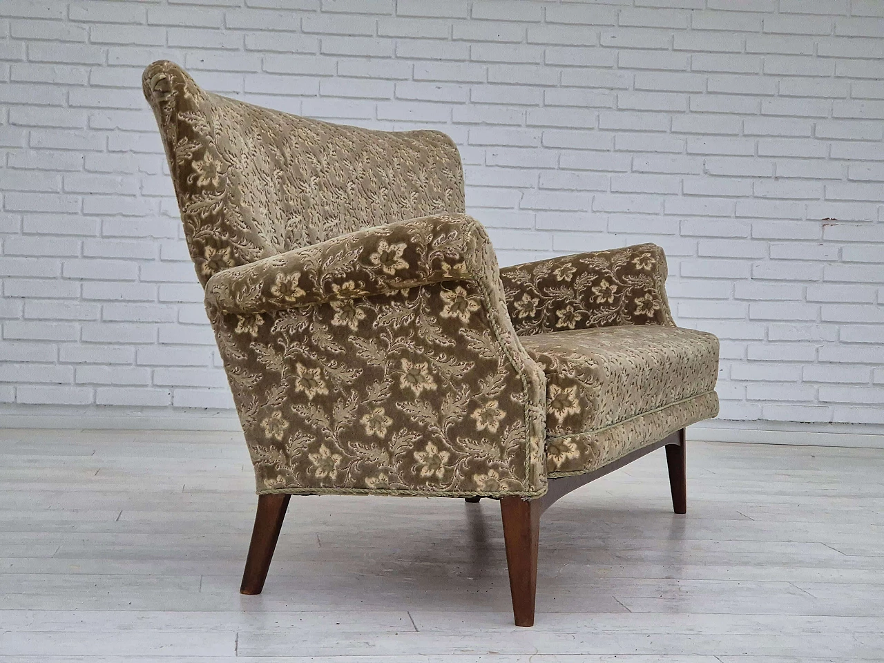 Divano in faggio e velluto verde di Fritz Hansen, anni '60 1