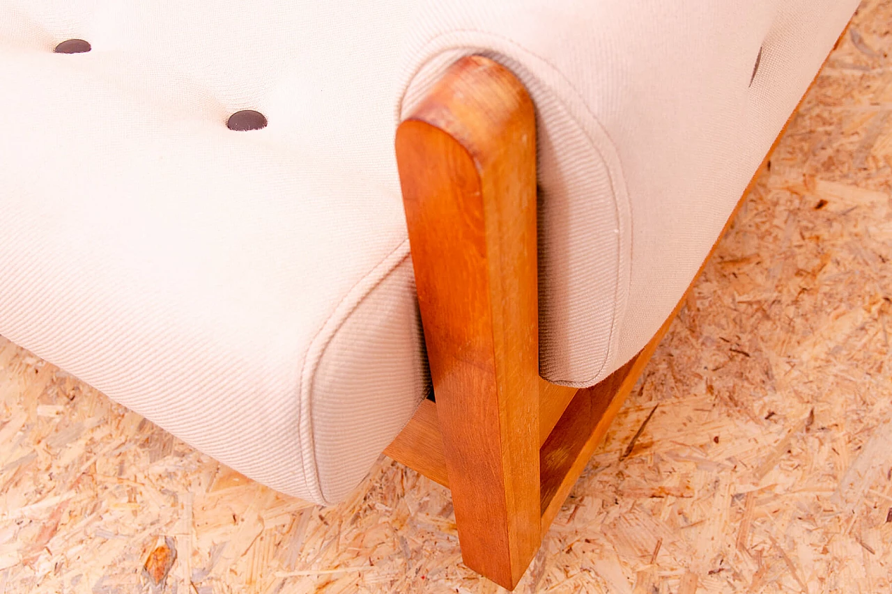 Divano a tre posti in faggio e tessuto con rotelle, anni '70 13