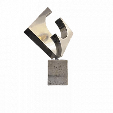 Steel and travertine sculpture by Carmelo Cappello, 1970s