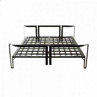Vanessa double bed in black lacquered metal by Tobia & Afra Scarpa for Gavina, 1970s
