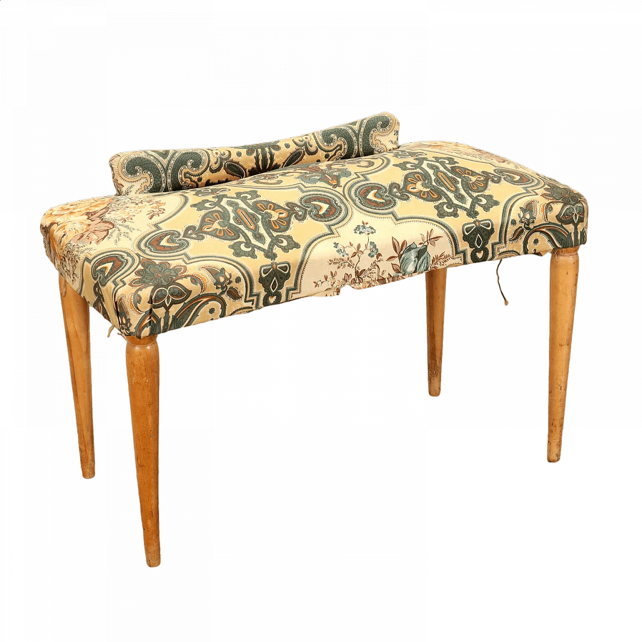 Beech and patterned skai bench, 1950s 7