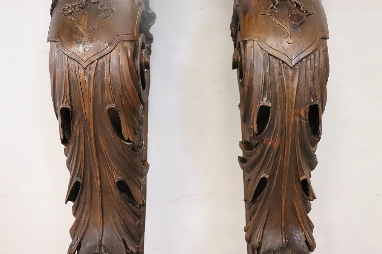 Pair of walnut half pilasters with carved caryatids, early 20th century 6
