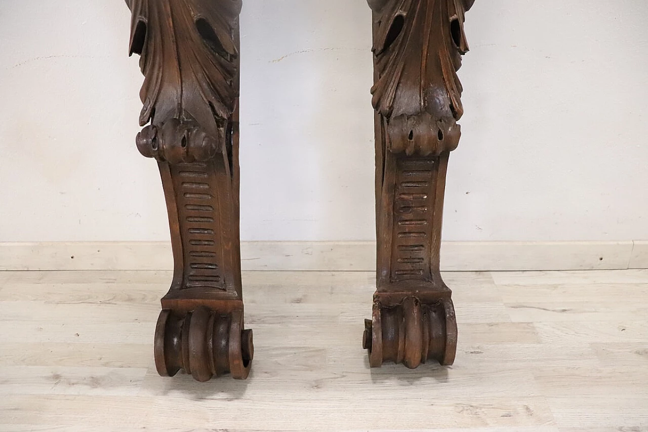 Pair of walnut half pilasters with carved caryatids, early 20th century 7