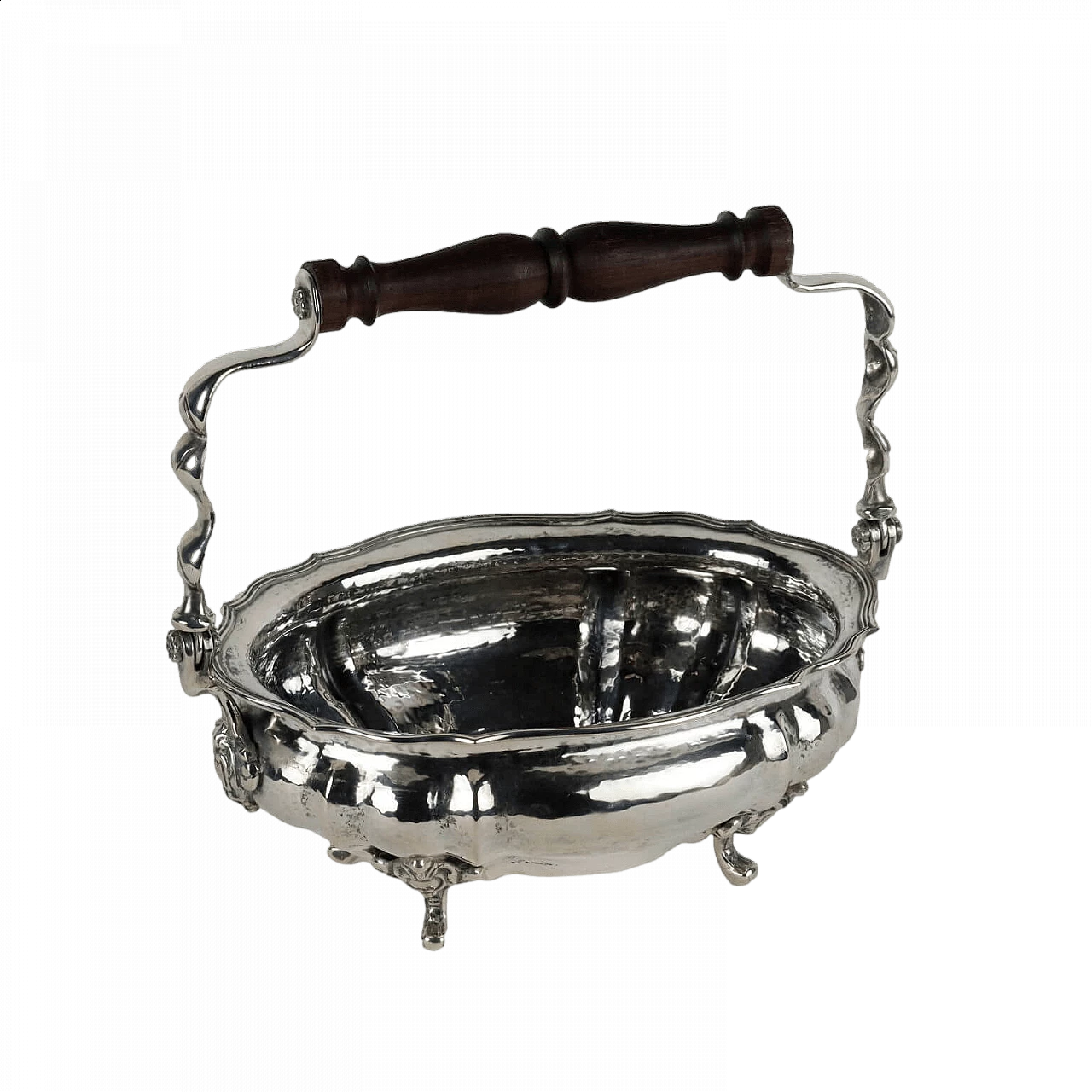 Silver basket with wood handle, 1950s 8