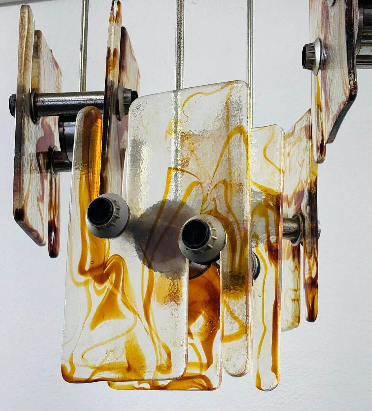 Glass chandelier in the style of Angelo Brotto for Esperia, 1970s 1