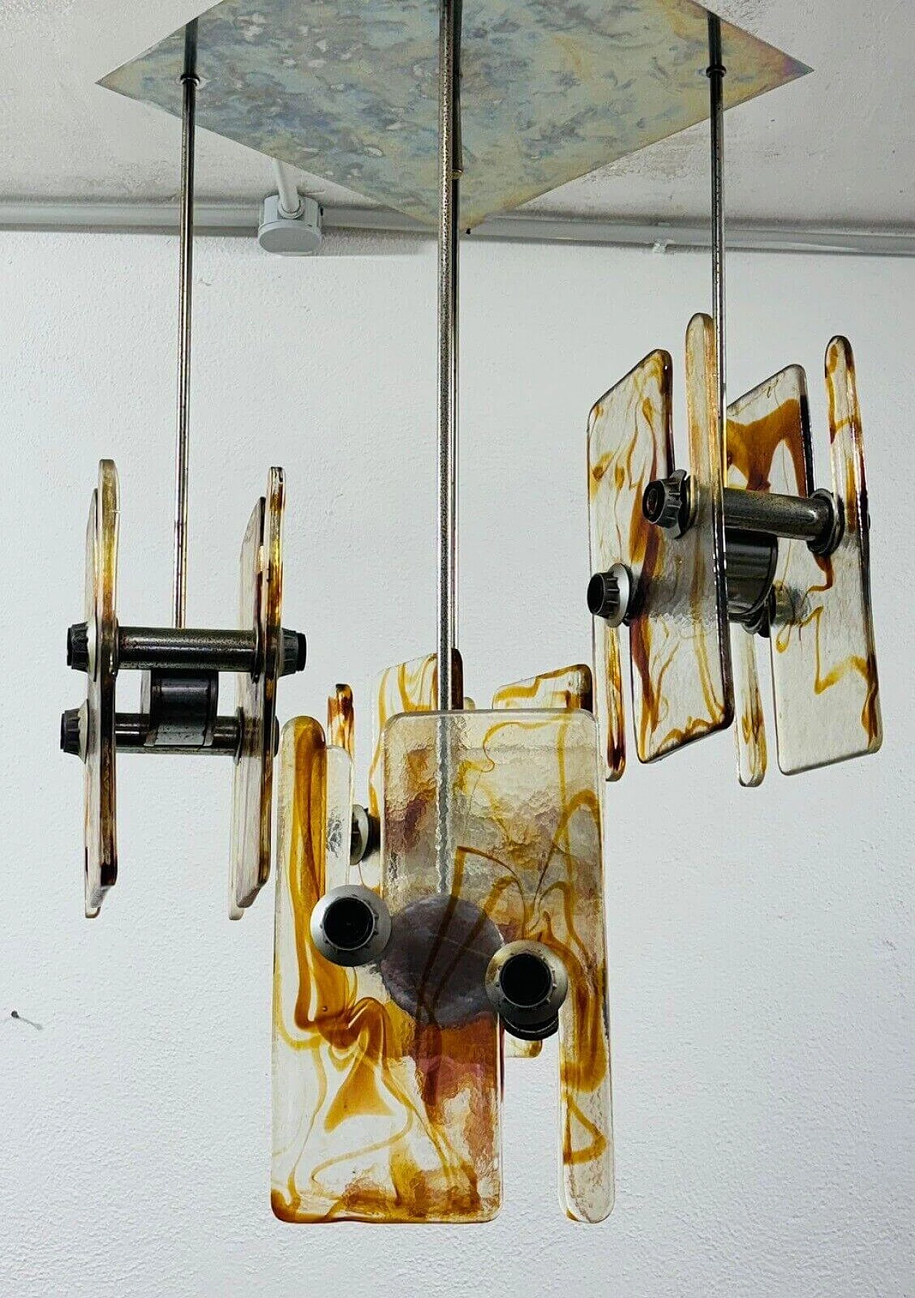 Glass chandelier in the style of Angelo Brotto for Esperia, 1970s 2