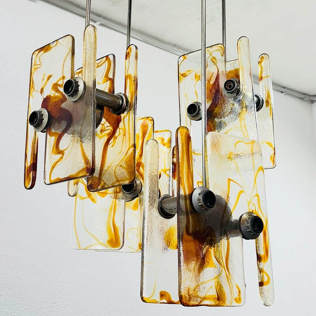 Glass chandelier in the style of Angelo Brotto for Esperia, 1970s 3