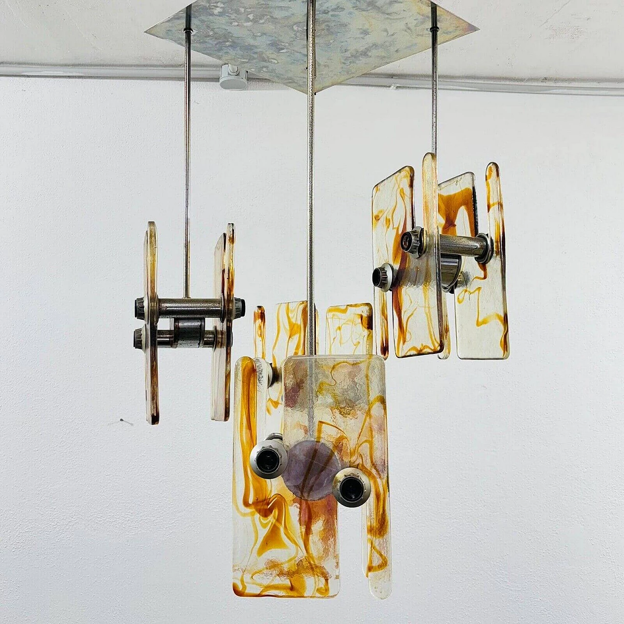 Glass chandelier in the style of Angelo Brotto for Esperia, 1970s 4