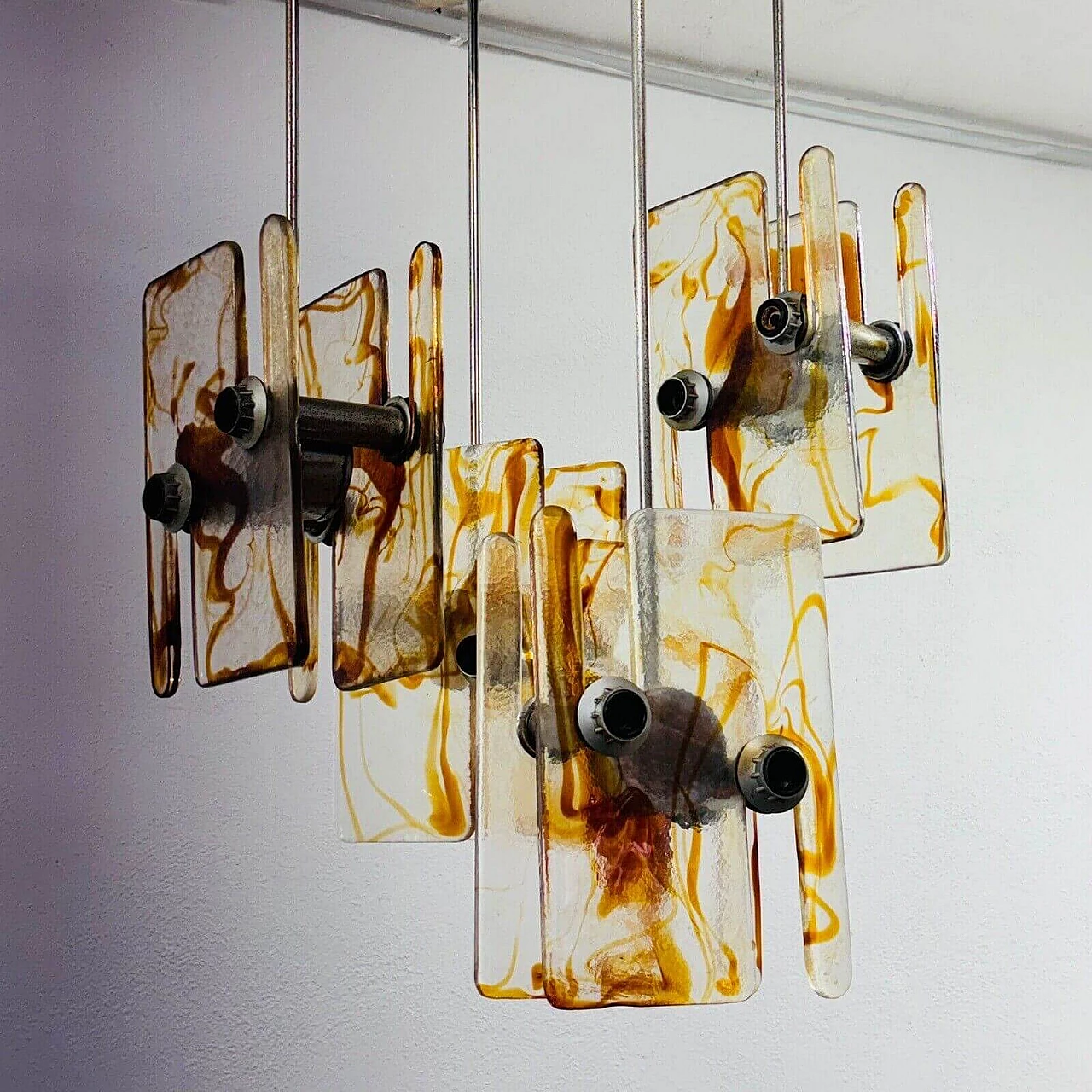 Glass chandelier in the style of Angelo Brotto for Esperia, 1970s 5