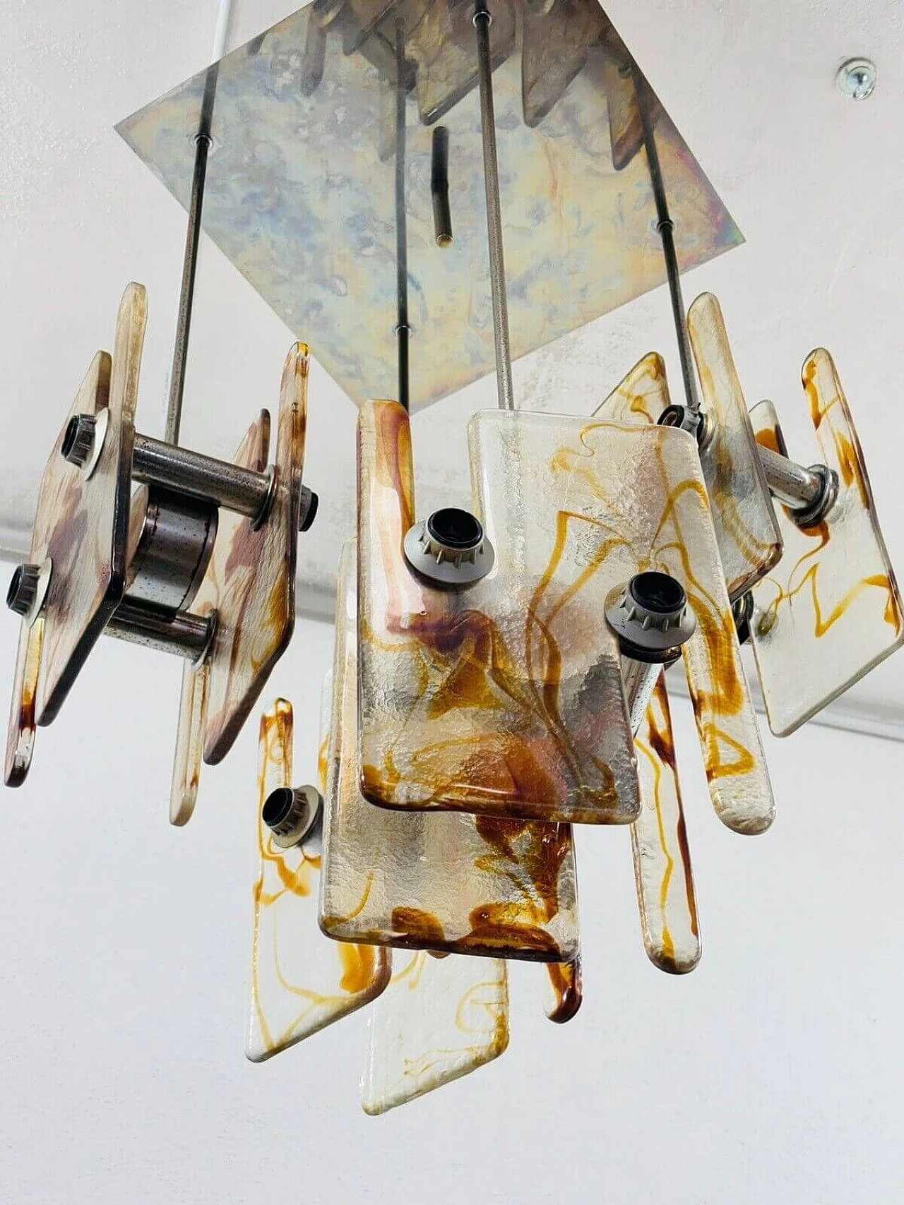 Glass chandelier in the style of Angelo Brotto for Esperia, 1970s 6