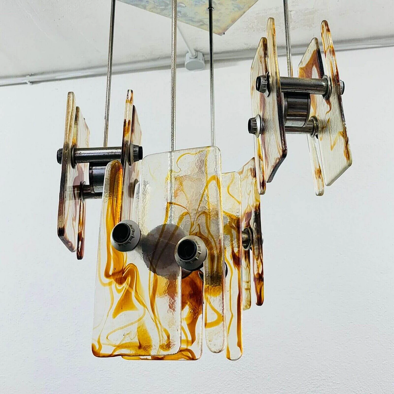 Glass chandelier in the style of Angelo Brotto for Esperia, 1970s 7