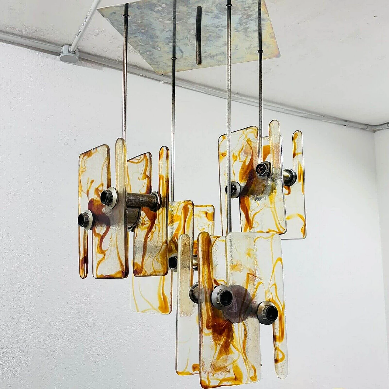 Glass chandelier in the style of Angelo Brotto for Esperia, 1970s 8