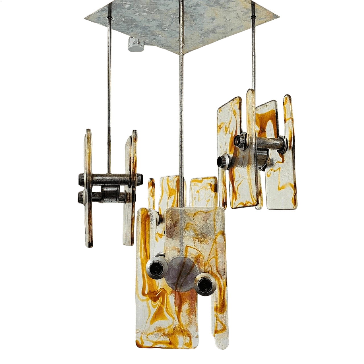 Glass chandelier in the style of Angelo Brotto for Esperia, 1970s 9