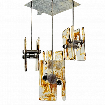 Glass chandelier in the style of Angelo Brotto for Esperia, 1970s
