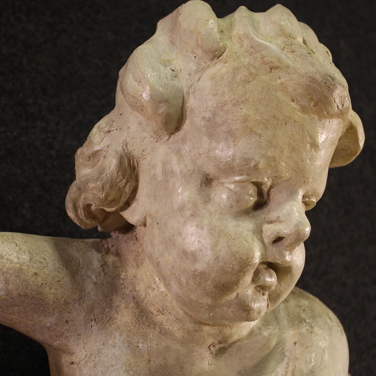 Pair of painted wooden sculptures of putti, 18th century 12