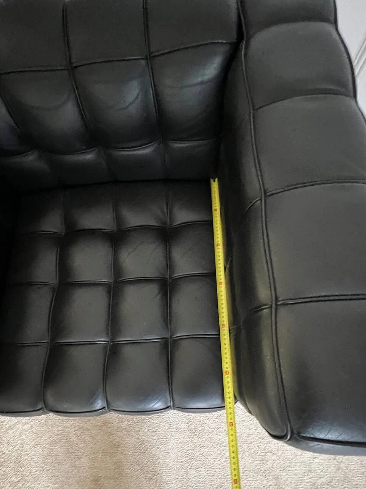 Kubus black leather armchair by Josef Hoffmann for Wittman 7