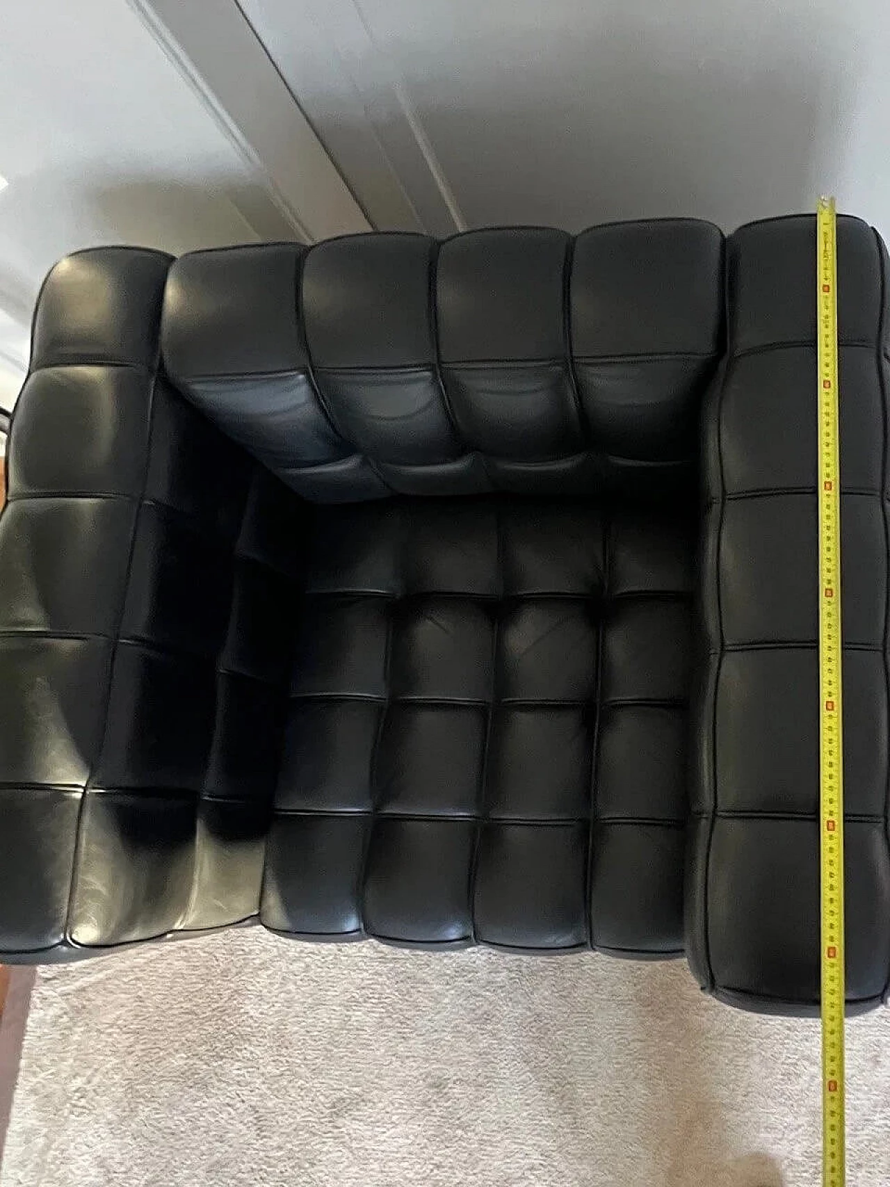 Kubus black leather armchair by Josef Hoffmann for Wittman 8