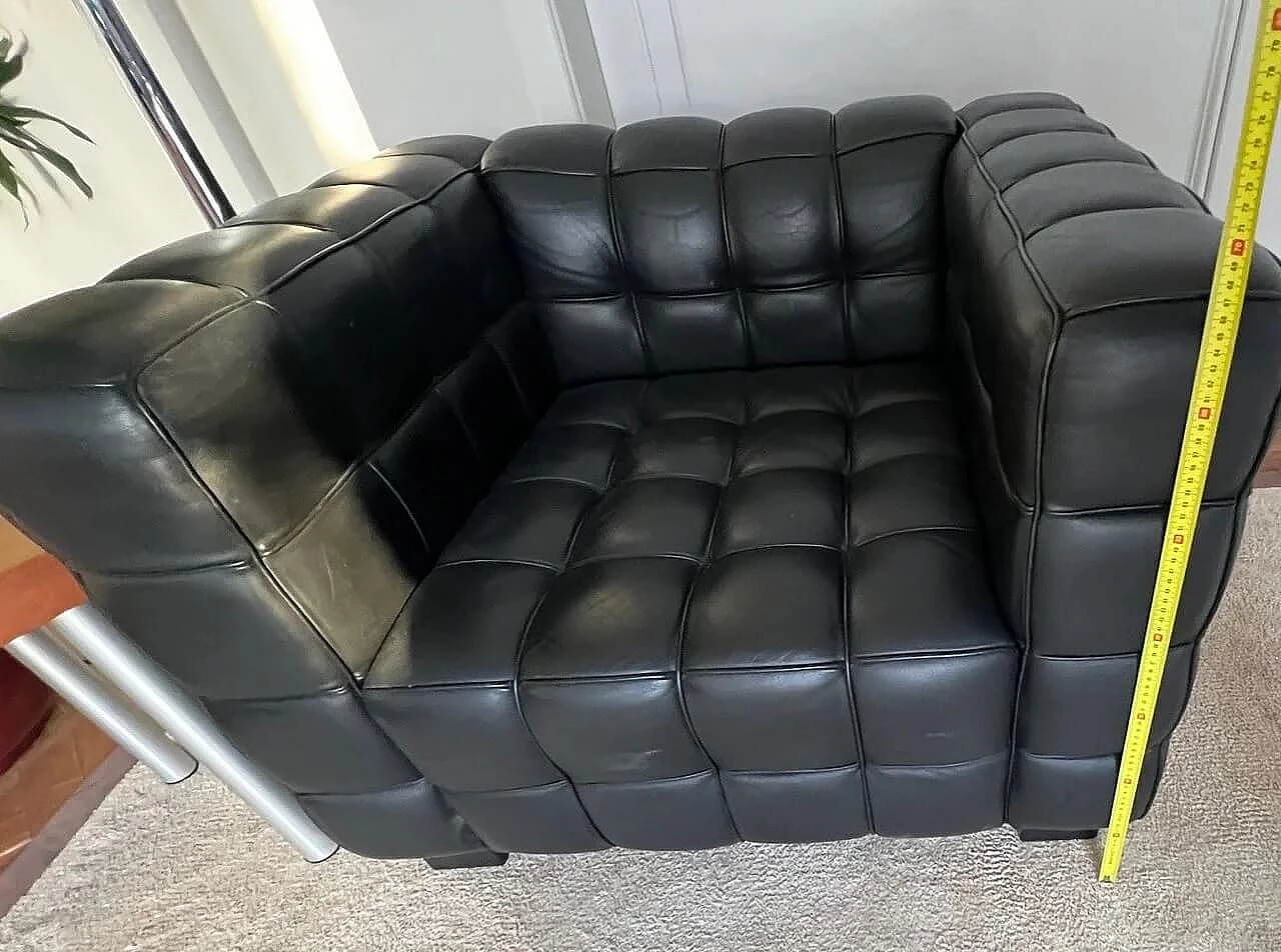 Kubus black leather armchair by Josef Hoffmann for Wittman 9