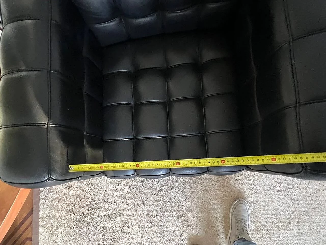 Kubus black leather armchair by Josef Hoffmann for Wittman 10