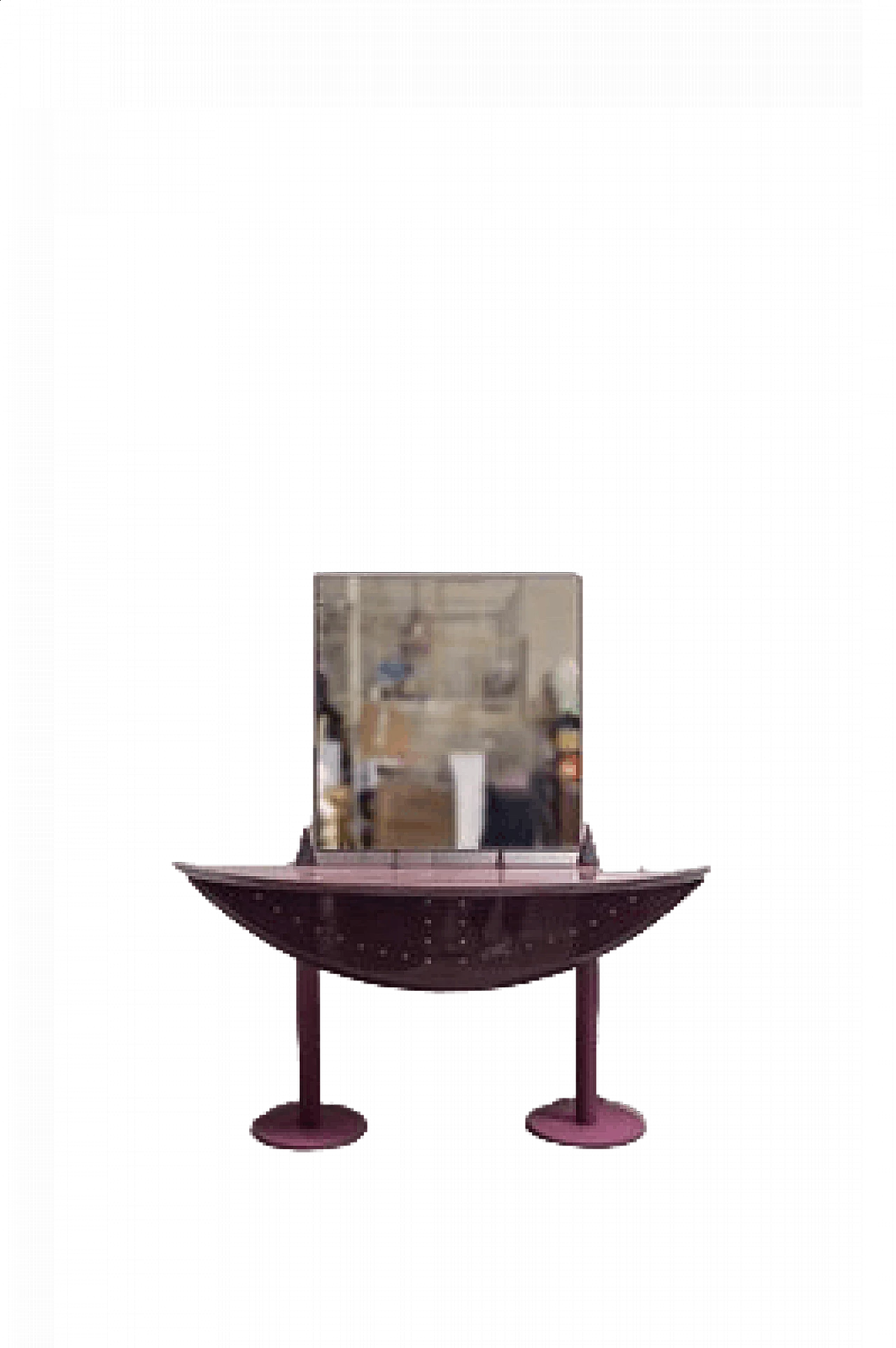 Consolle in radica di betulla con specchio di Saporiti, anni '80 11