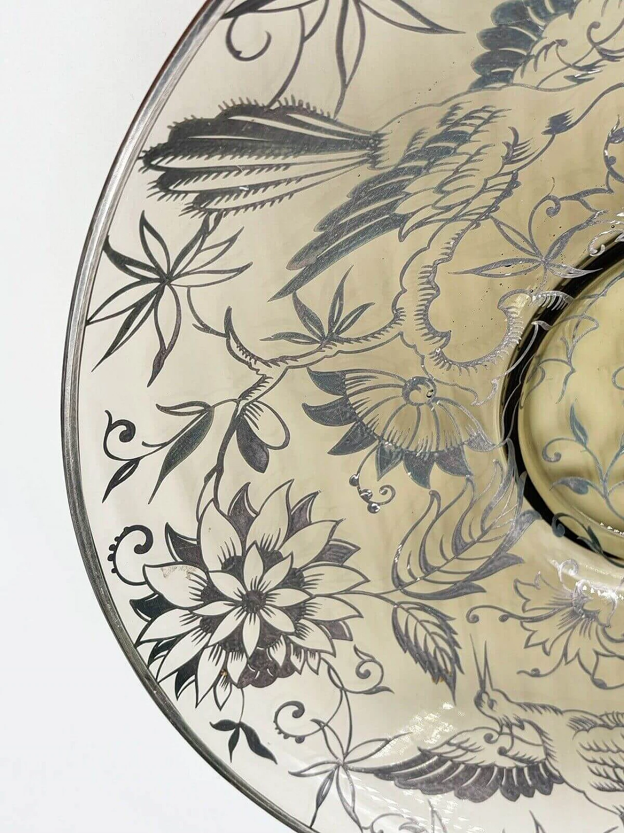 Centrotavola in vetro di Murano con overlay in argento, primi anni '30 4