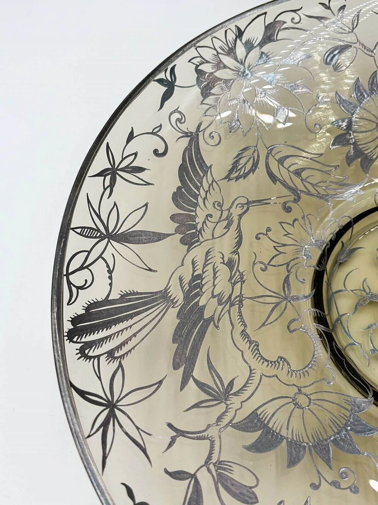 Centrotavola in vetro di Murano con overlay in argento, primi anni '30 7