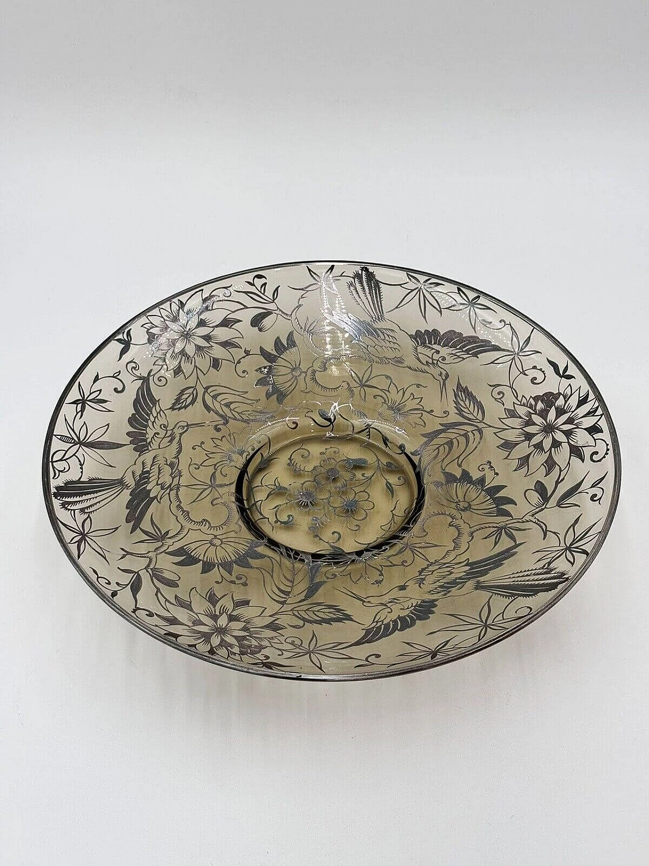 Centrotavola in vetro di Murano con overlay in argento, primi anni '30 8