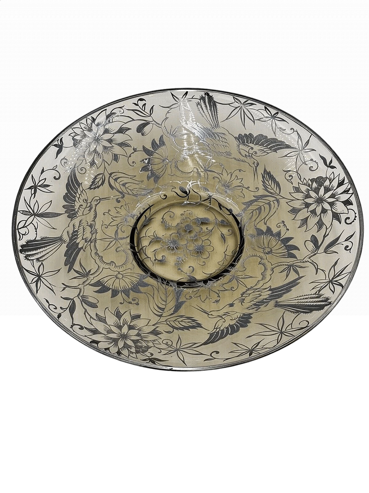 Centrotavola in vetro di Murano con overlay in argento, primi anni '30 9