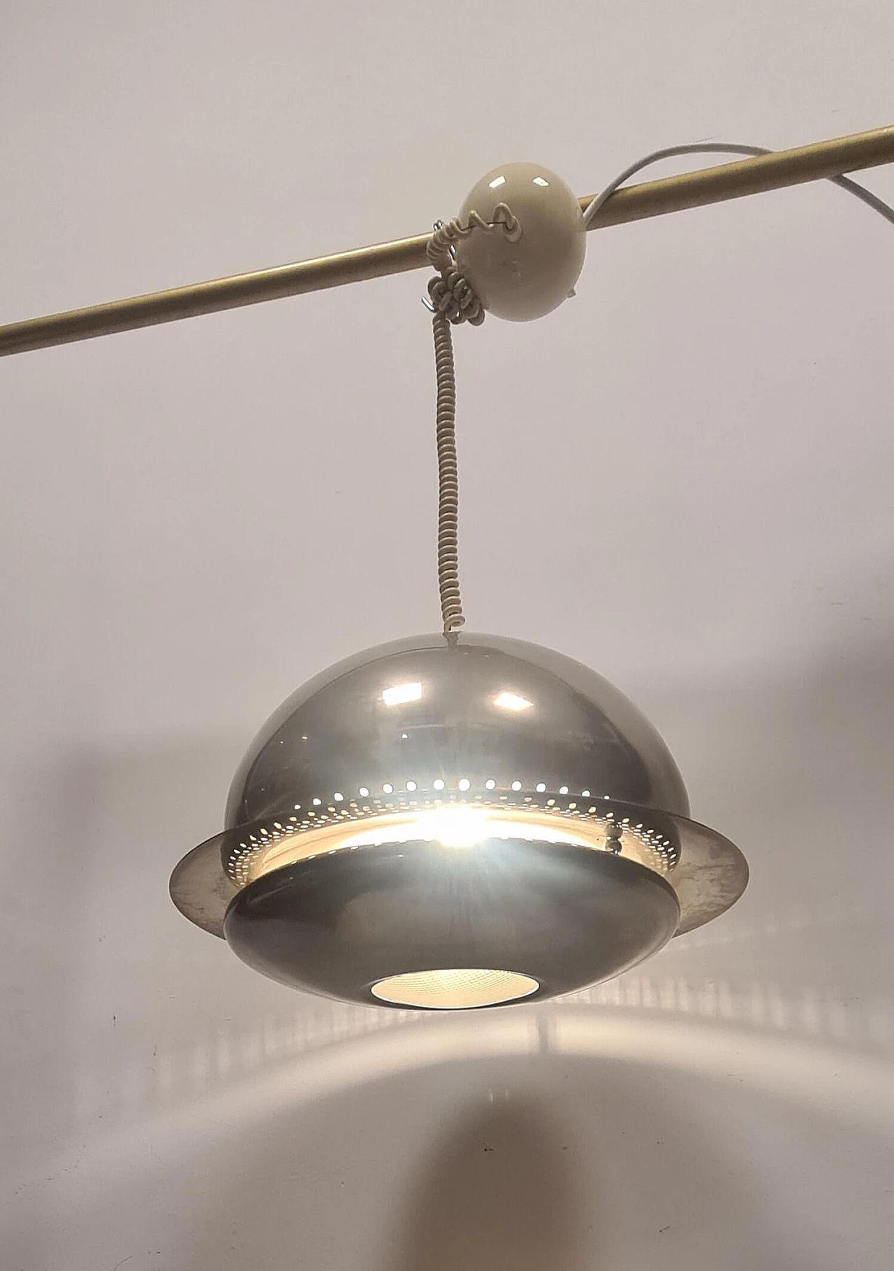 Lampadario Nictea in ottone nichelato di Afra e Tobia Scarpa per Flos, anni '60 13