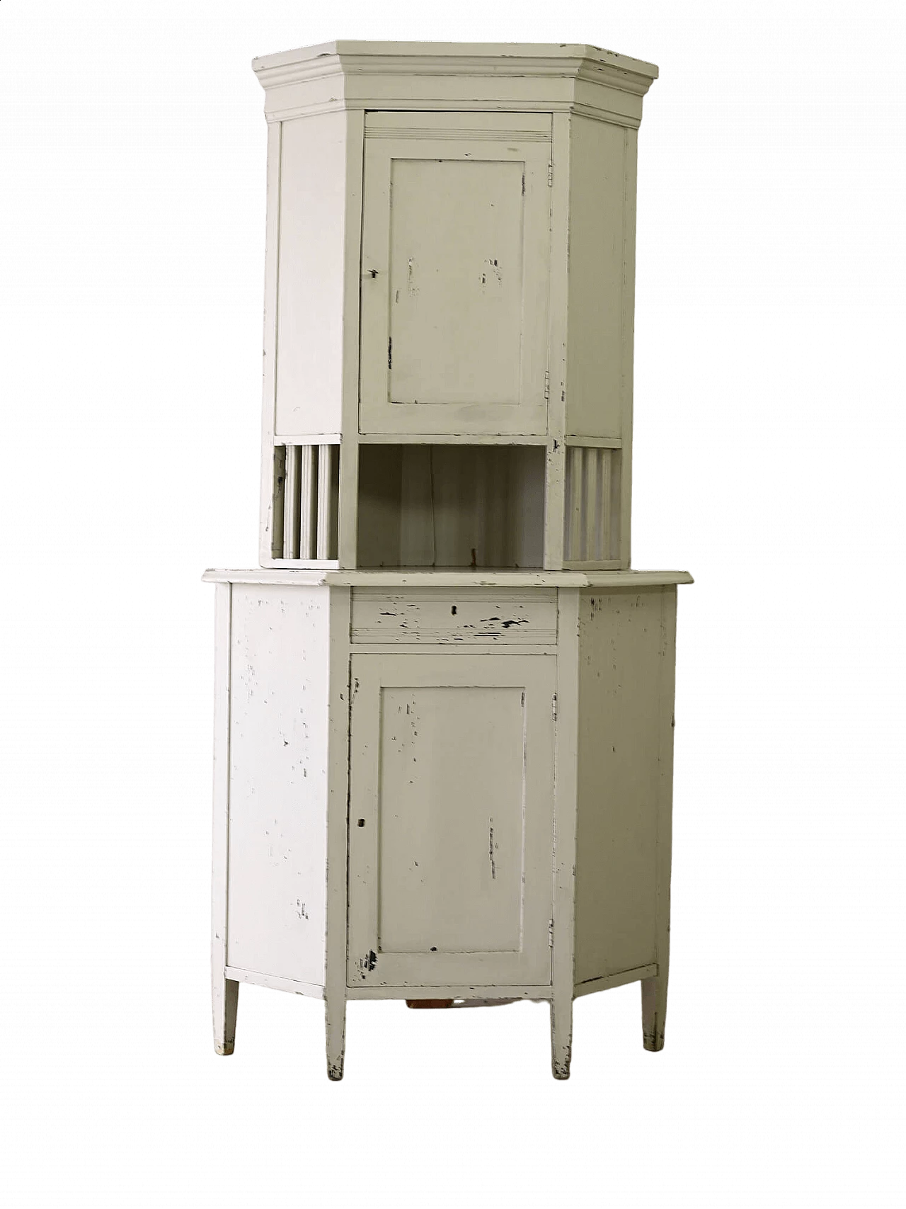 Scandinavian white painted wood corner cabinet, 1930s 16