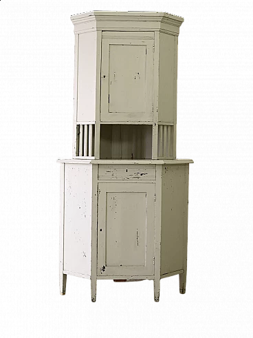 Scandinavian white painted wood corner cabinet, 1930s