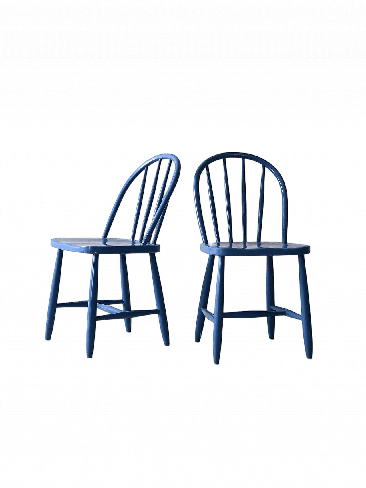 Pair of Scandinavian blue wood chairs, 1960s 12