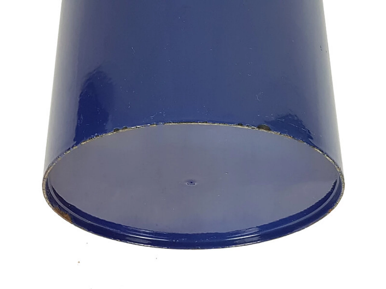 Portaombrelli cilindrico in metallo smaltato blu, bianco e nero, anni '60 9