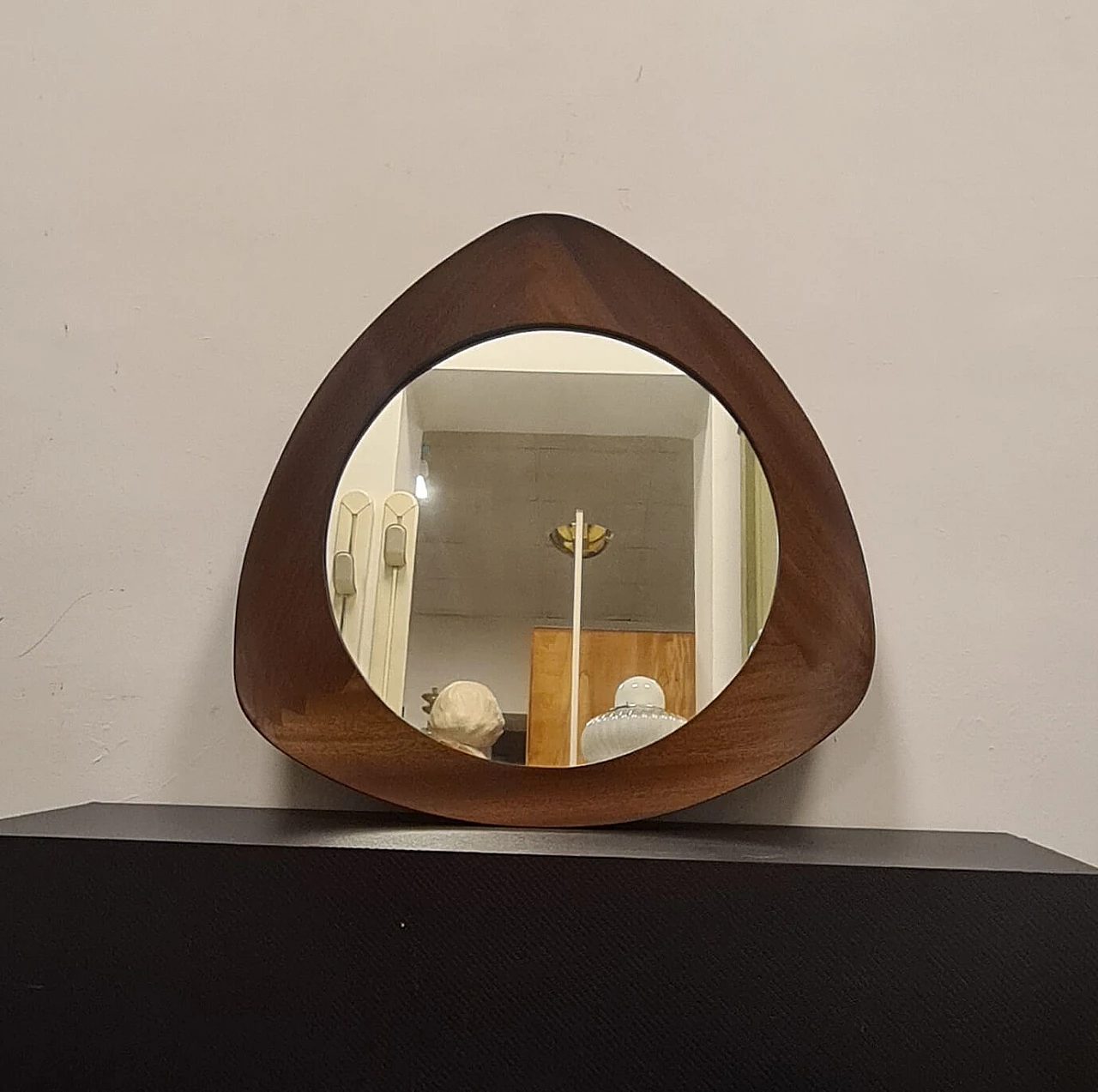 Specchio Oscar in teak di Campo & Graffi per Home Torino, 1958 1