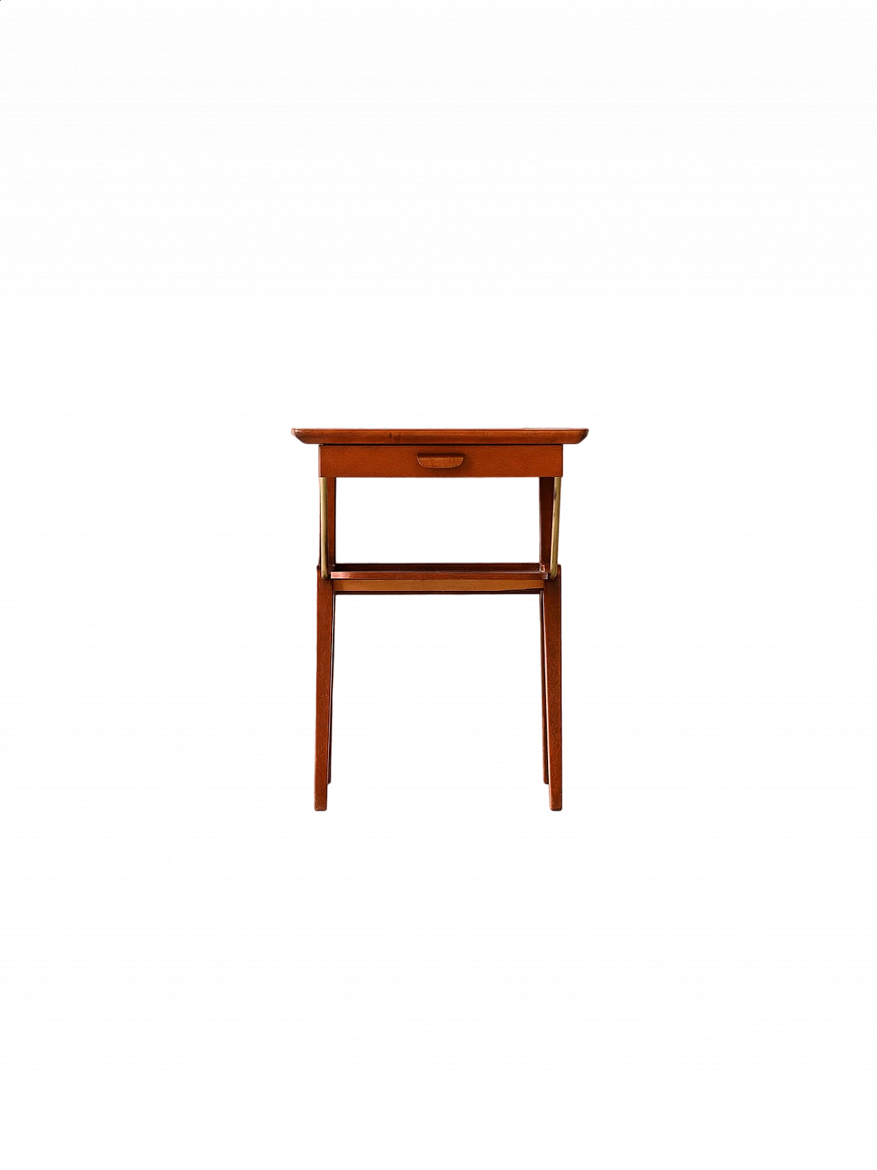Scandinavian mahogany bedside table with gilded metal details, 1960s 12