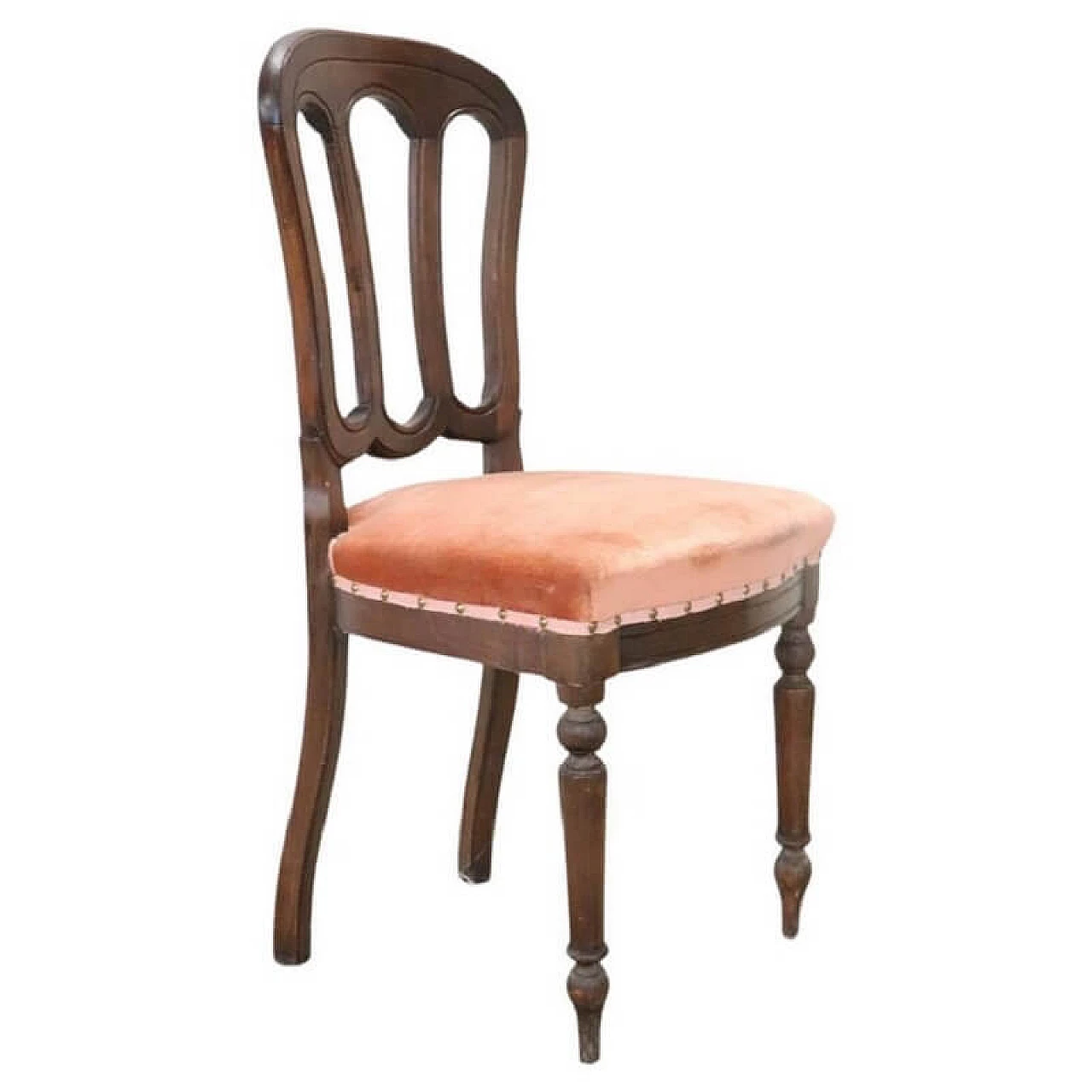 Louis Philippe chair in beechwood and velvet, mid-19th century 1