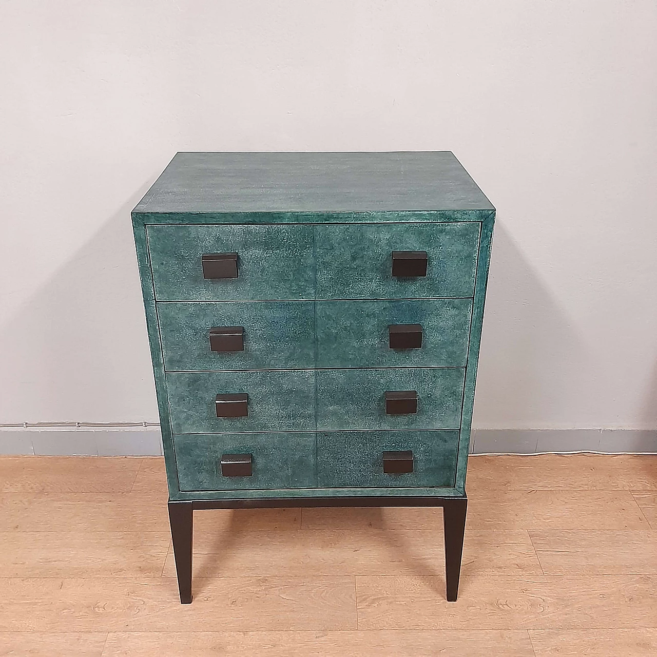 Green parchment chest of drawers, 1970s 2