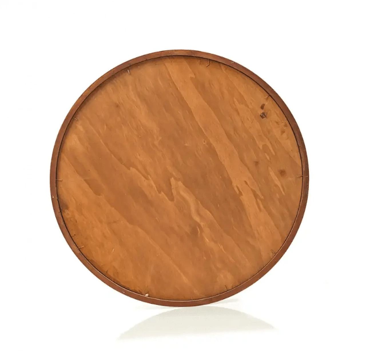 Wood and brass round wall mirror attributed to Cassina, 1960s 2