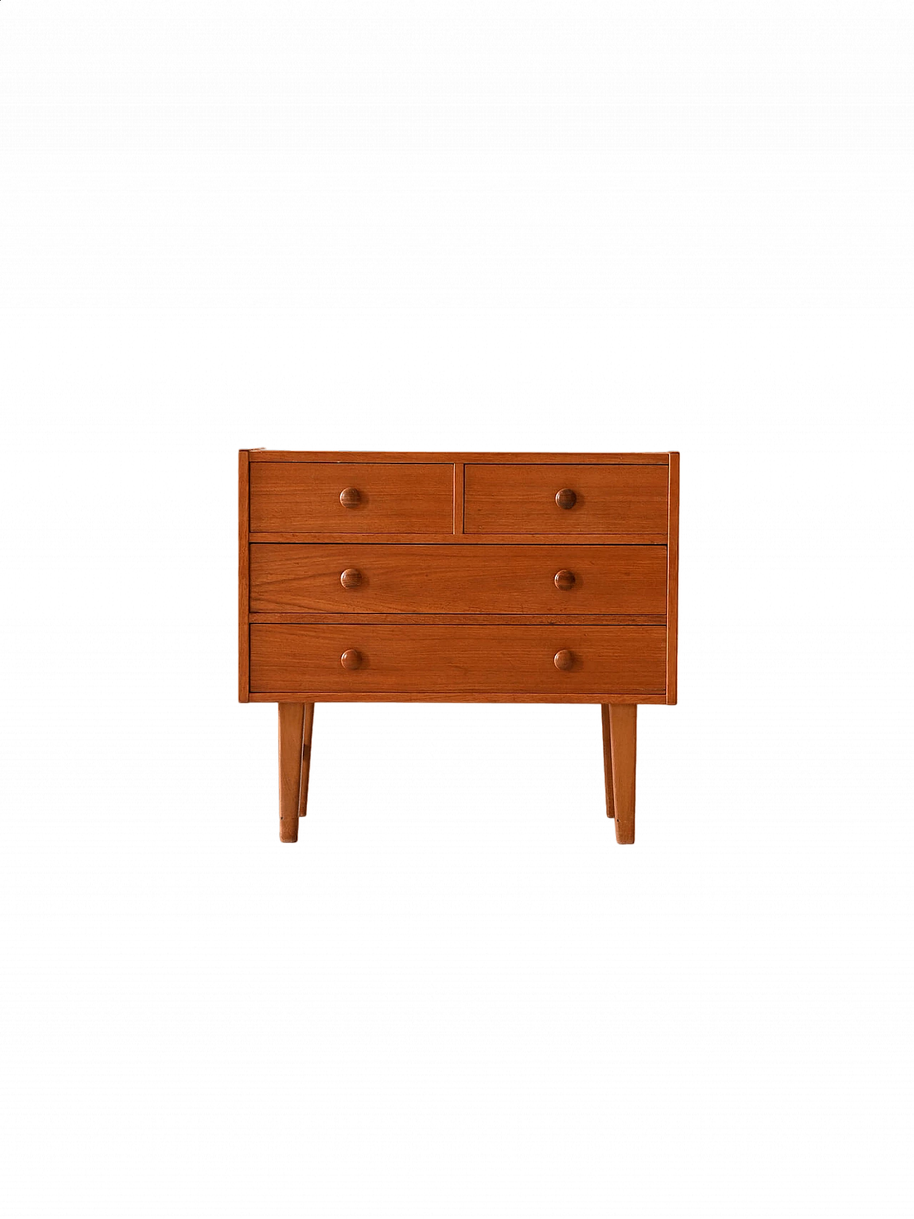 Scandinavian teak chest of drawers with carved handles, 1960s 13