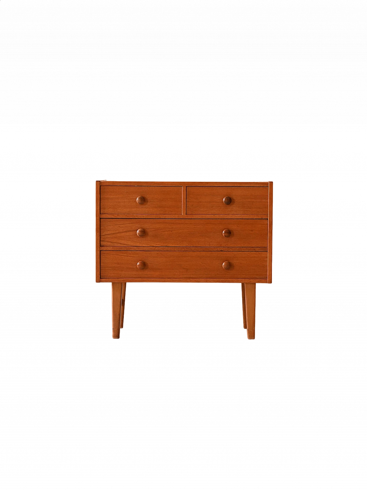 Cassettiera scandinava in teak con impugnature scolpite, anni '60 13