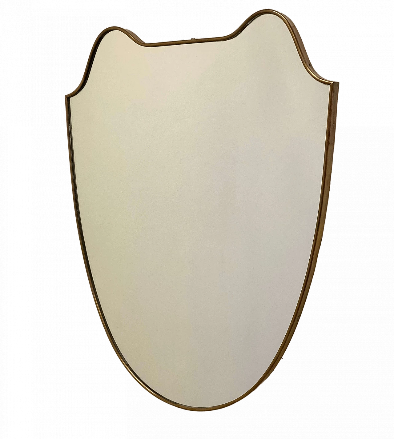 Mirror with shaped brass frame in the style of Gio Ponti, 1950s 8