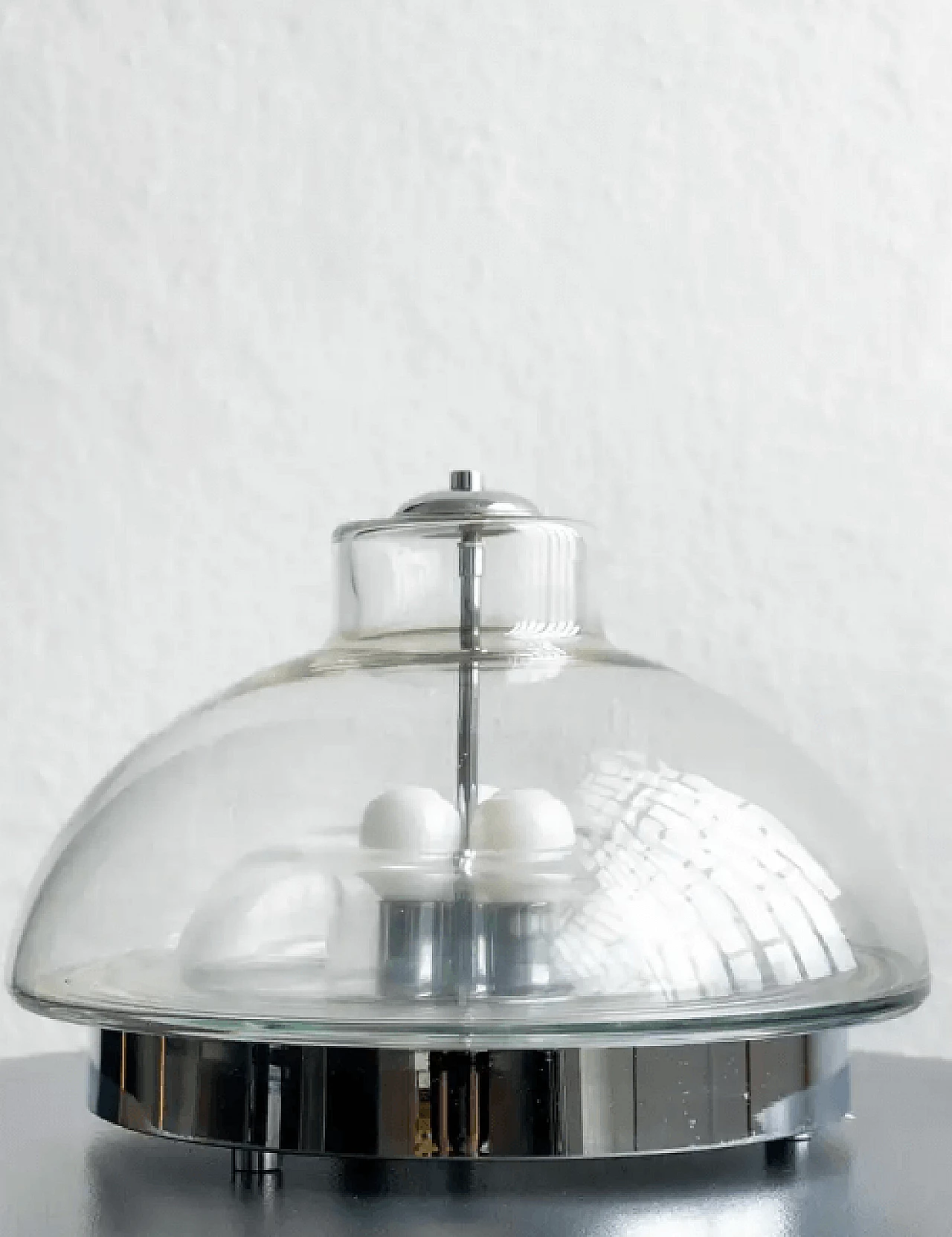 Lampada decorativa da salotto in metallo e vetro, fine '900 3
