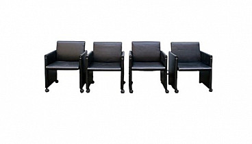 4 Leather Giulietta chairs by Tobia & Afra Scarpa, 1988