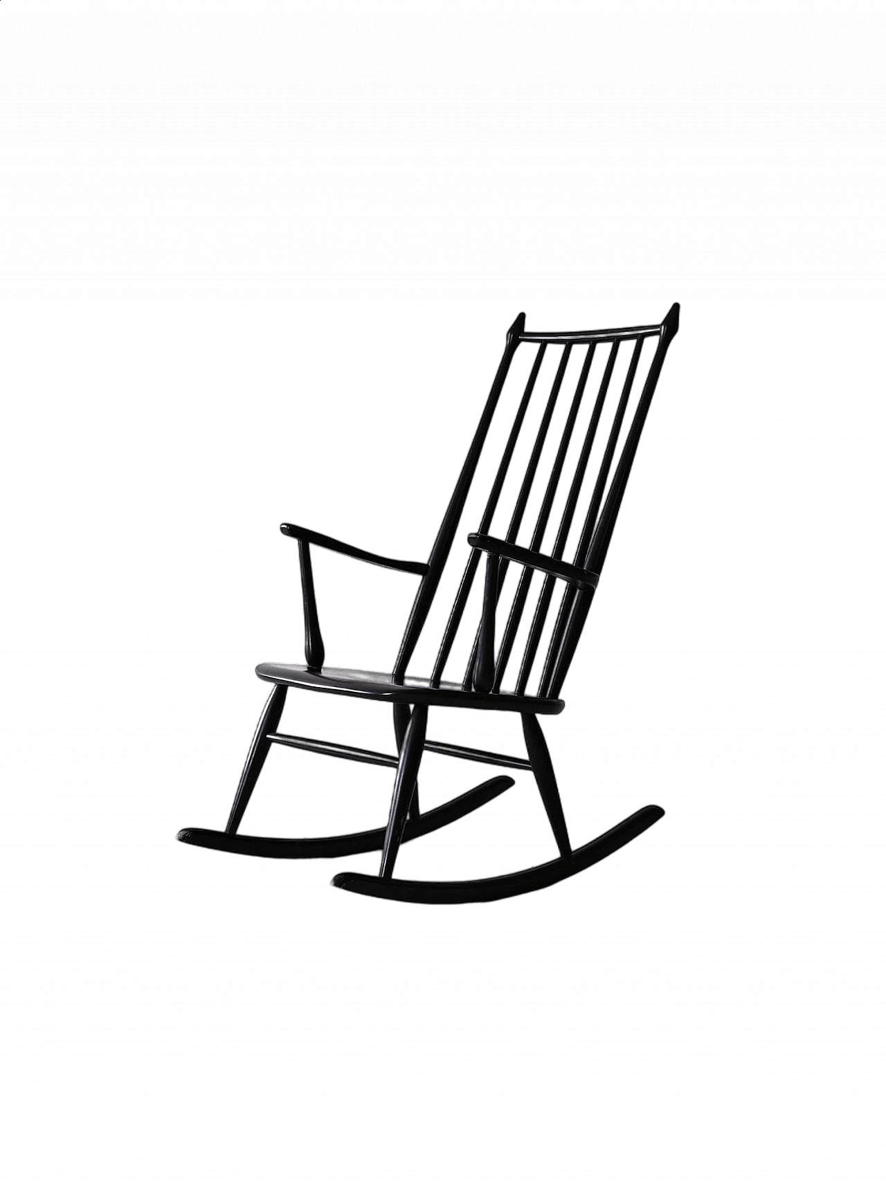 Scandinavian rocking chair in black-stained wood, 1960s 14