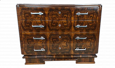 Milanese Art Deco feather and walnut-root dresser, 1940s