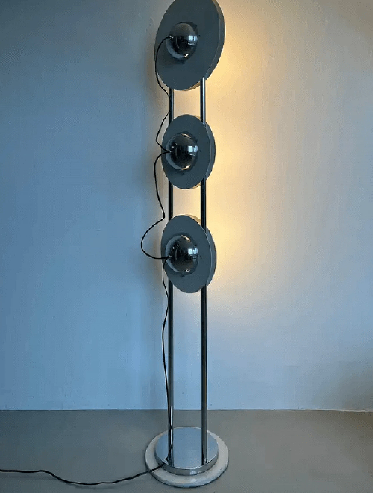 UfO chrome-plated floor lamp in the style of Reggiani, 1970s 7