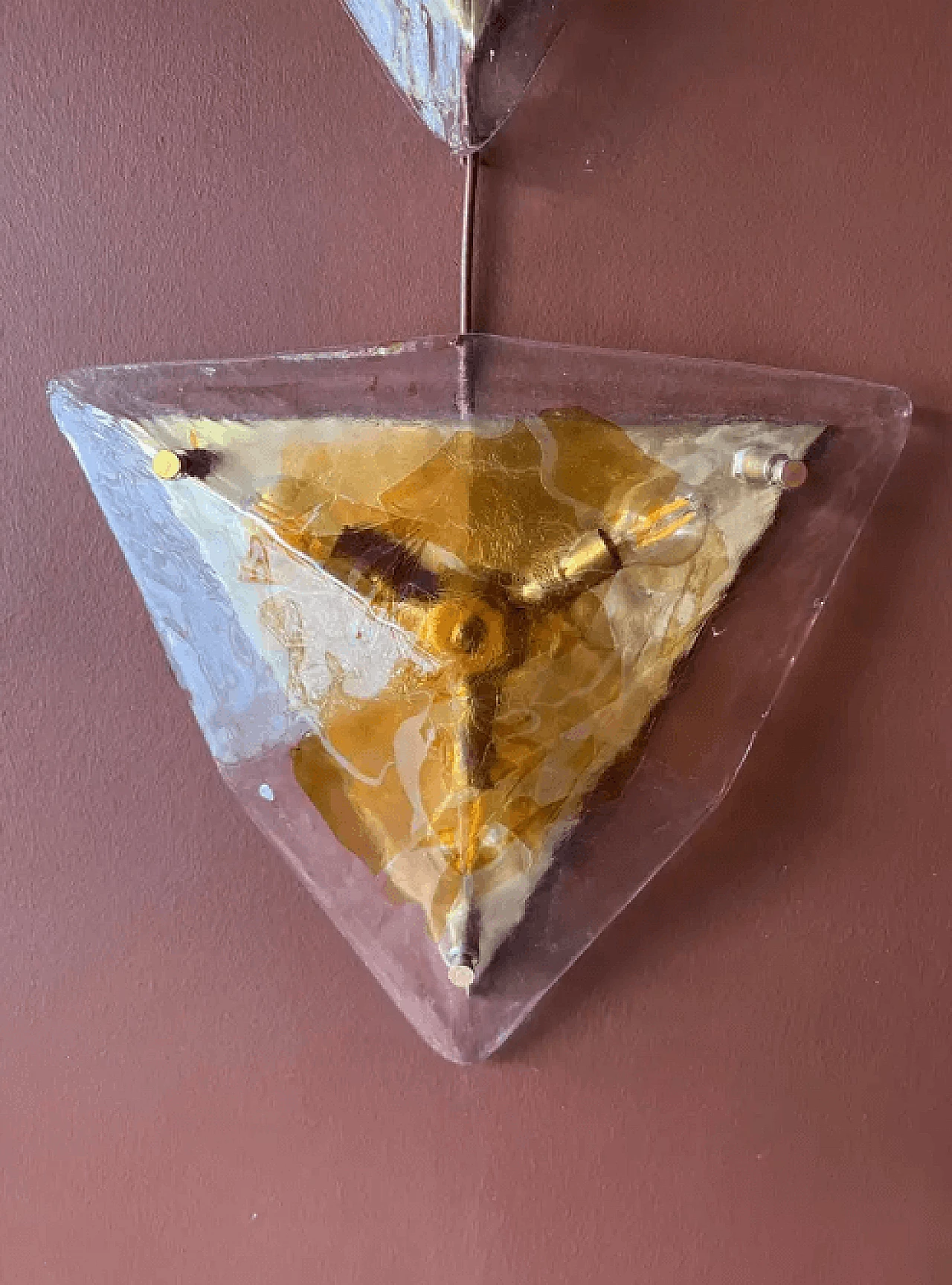 Coppia di lampade da parete in vetro di Murano trasparente e arancione di La Murrina, anni '80 9